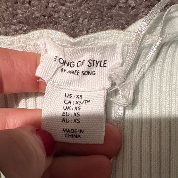 Women's light mint Ribbed V-Neck Cardigan - Picture 2 of 2